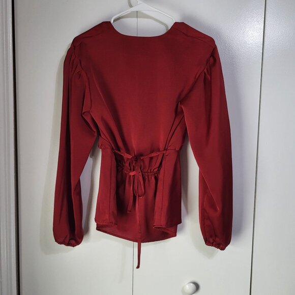 PROLOGUE Womens XS Baby Doll Wrap Blouse Red - Picture 3 of 10